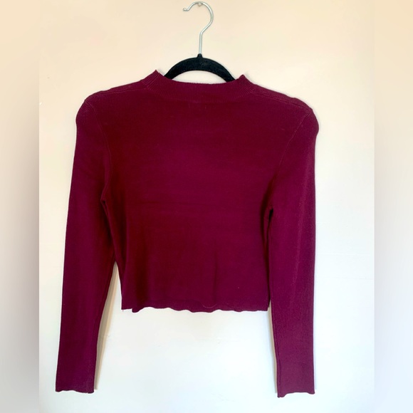 Brand new Mockneck Burgundy Crop Top  (large) - Picture 2 of 4